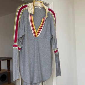 We The Free v neck long sleeve sweater with knitted collar